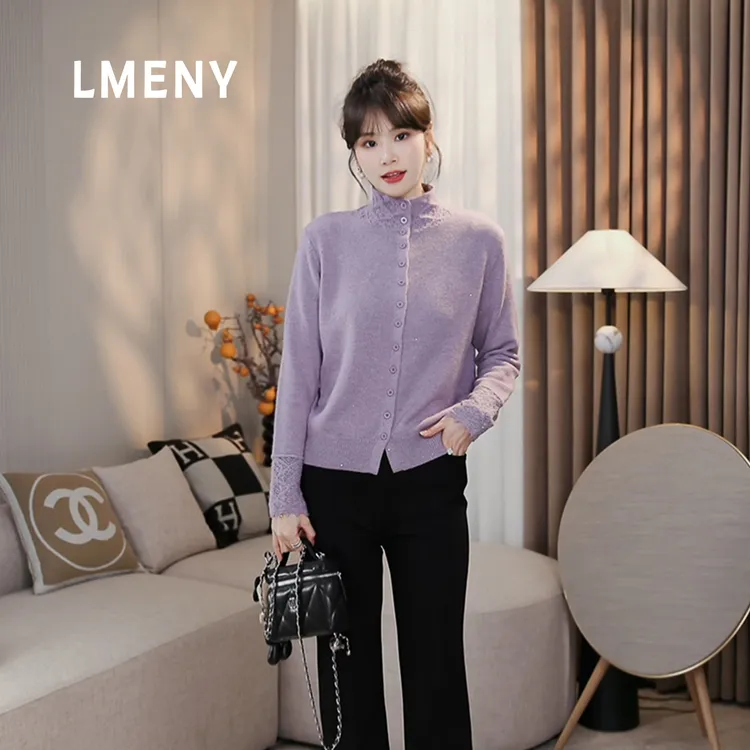 LMENY“银河细沙”绵羊毛衣女25冬新款加厚软糯钩花针织衫25DM029