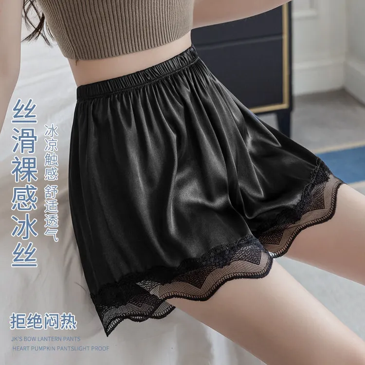 夏季新款jk冰丝蕾丝边外穿安全裤宽松透气薄款居家防走光打底裤