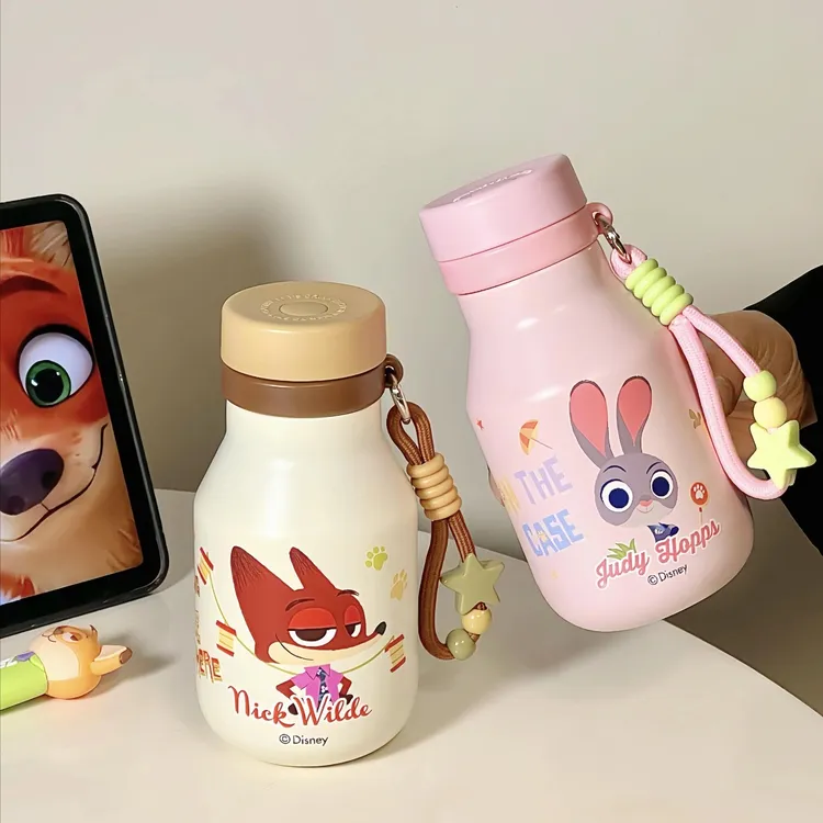 疯狂动物城联名保温杯316陶瓷内胆学生上学专用高颜值双饮水杯子