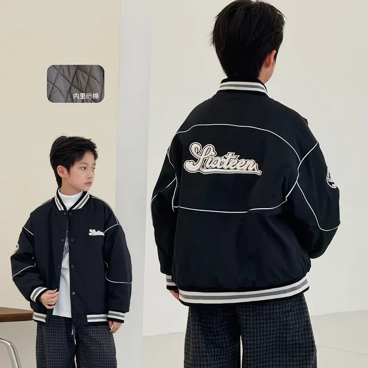 男童夹棉棉服冬装新款中大童洋气时尚棒球服儿童加厚外套AB1136