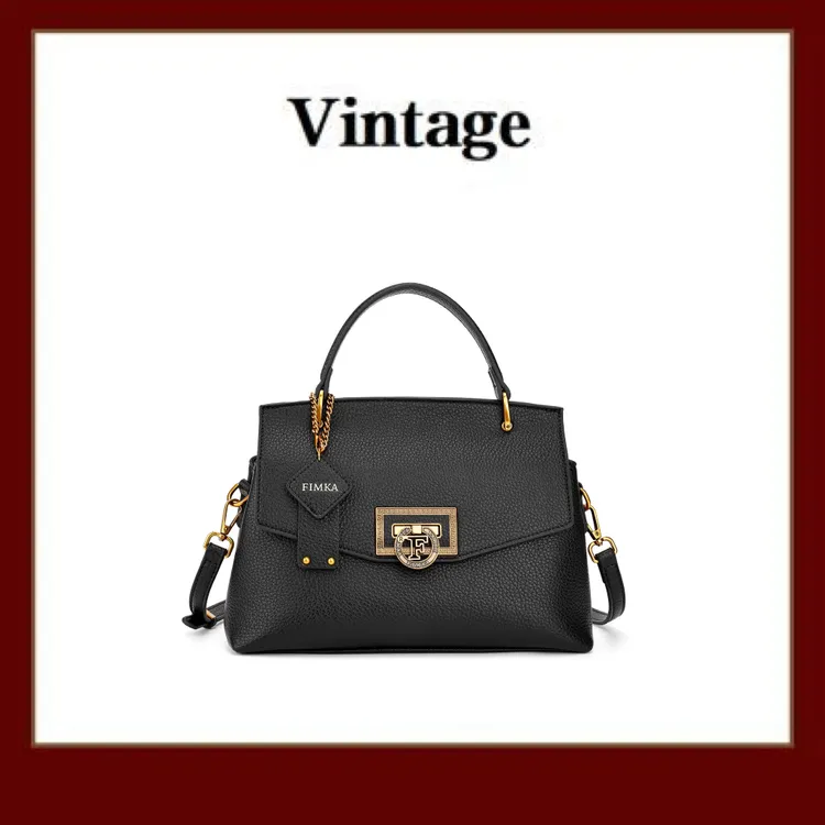 FIMKA轻奢高定黑色单肩手提女士包包