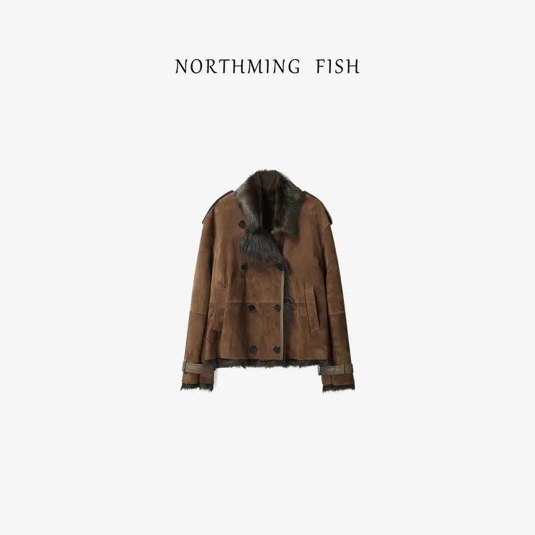 NorthMing fish「自在古着-短款」精致复古高街蓬松皮毛一体外套