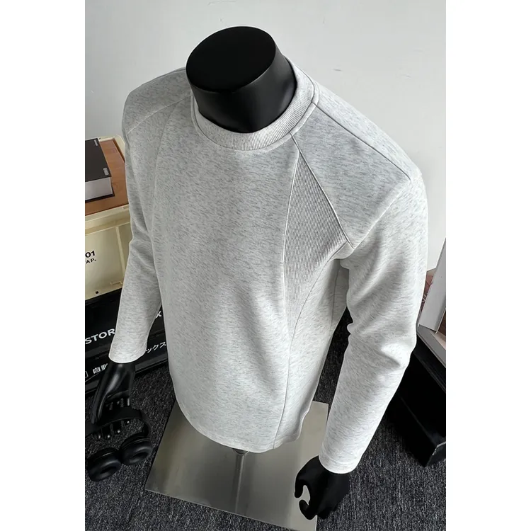 正肩美式解构拼接长袖T恤男2025秋季复古百搭宽松休闲上衣打底衫