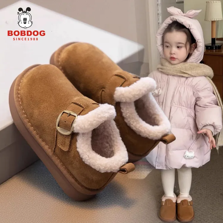 巴布豆软底女童雪地靴2025冬季儿童加绒加厚勃肯鞋公主保暖大棉鞋
