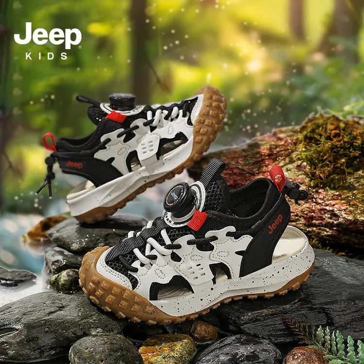 jeep童鞋儿童凉夏季潮新款溯溪软底防滑男童包头沙滩清爽透气运动
