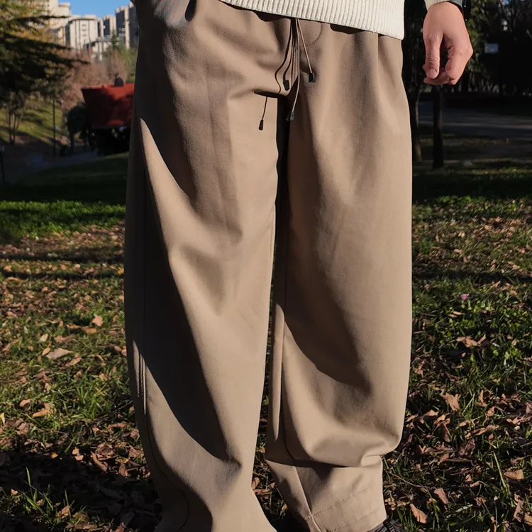 复古潮流男士冬款加绒宽松垂感休闲工装长裤