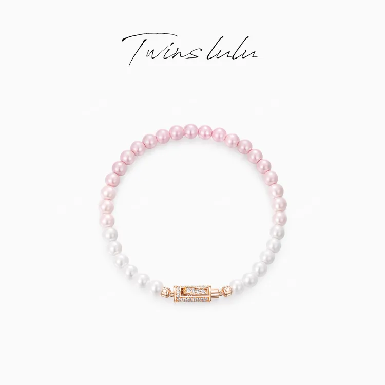 TWINS LULU 镀K金 小清新ins时尚感不过时锁扣珠珠手链TSS7783