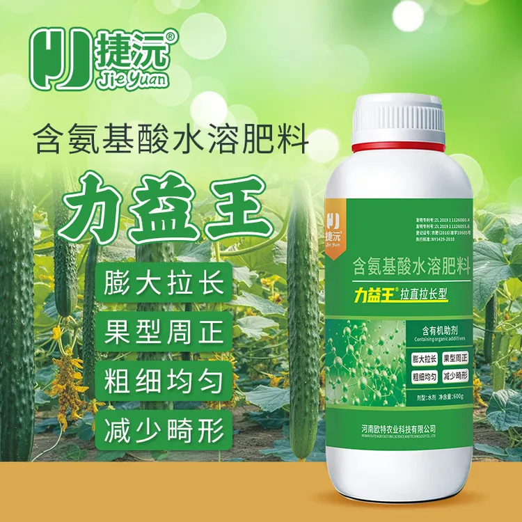 捷沅力益王黄瓜豆角丝瓜拉膨大直拉长专用氨基酸叶面喷施水溶肥料