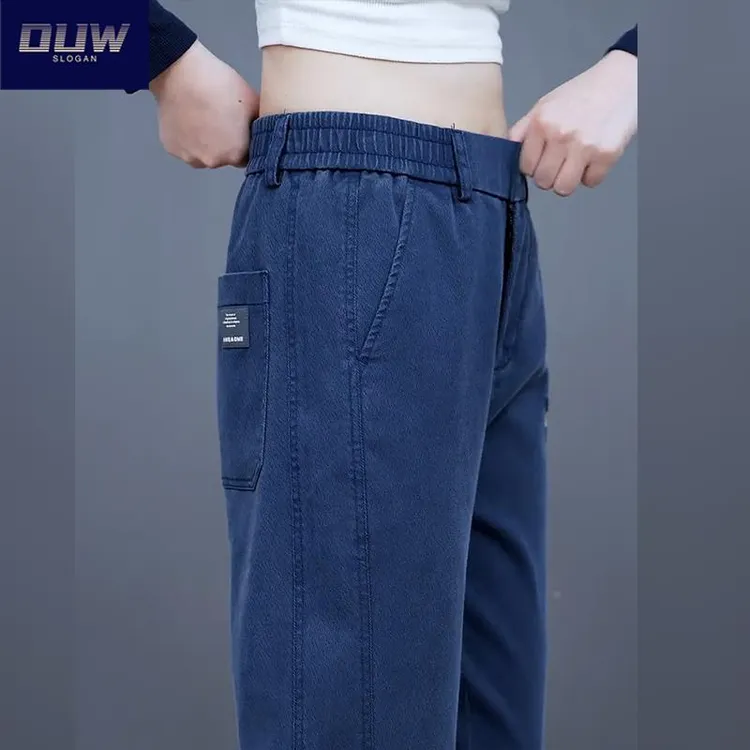 O.U.W松紧腰休闲裤秋季2025新款宽松直筒中年男士弹力裤子爸爸ins