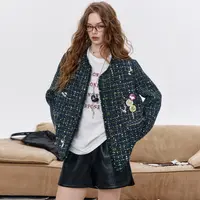 4042【金拐子】2025秋新款高级感毛边设计上衣粗花呢小香风外套