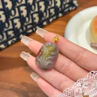 【凰一品】原矿盐源莲花吊坠18k金