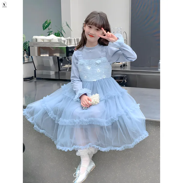 VALVOELITE女童连衣裙春秋款2025新款洋气裙子女孩公主裙中大童潮