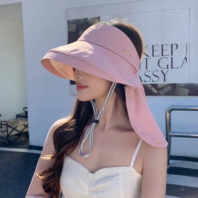 大檐防晒帽子女士新款夏季防紫外线空顶遮阳帽透气户外遮脸太阳帽