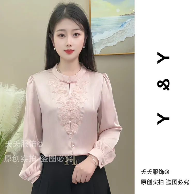 2025早秋新款百搭时尚长袖衬衫女士洋气上衣休闲小衫衬衣宽松显瘦