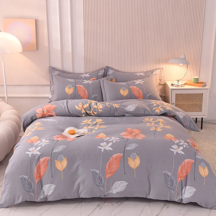 2025新款加厚全棉四件套柔软亲肤单人简约纯棉被罩三件套床单床笠