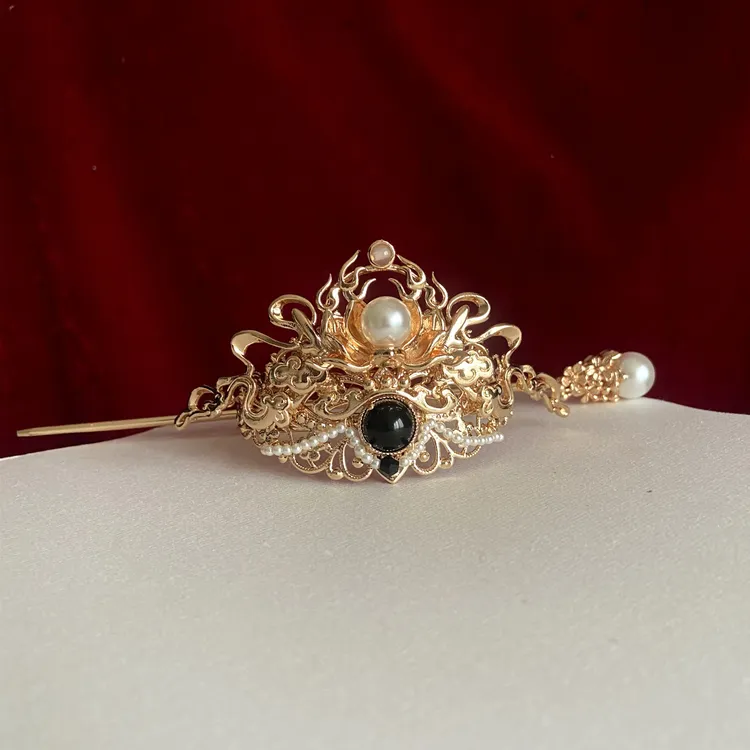 复古宫廷中国风古风发簪男女通用束发冠套装武侠配饰红黑色发饰