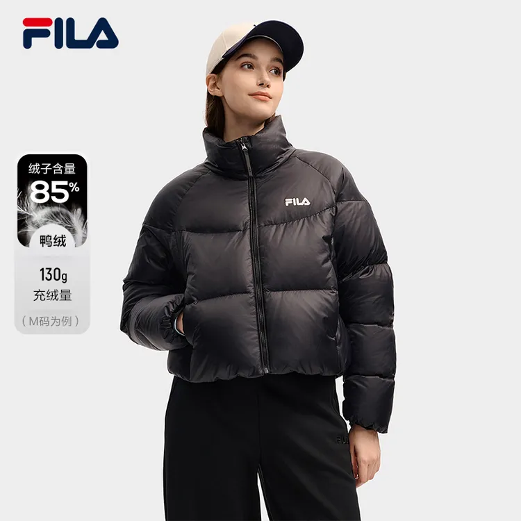 FILA 斐乐官方女士羽绒服2025冬季新款休闲保暖舒适短款立领外套
