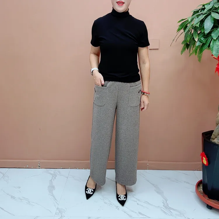 【长度93到94】15199九分冬季时尚加厚高腰棉羊毛直筒裤（7寸裤脚）