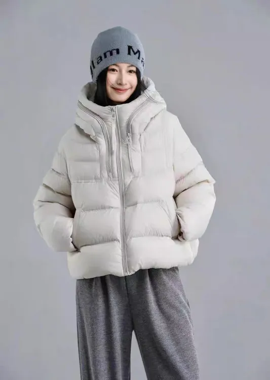 DR短款休闲连帽羽绒服女2024冬季新款小个子洋气保暖白鸭绒外套25