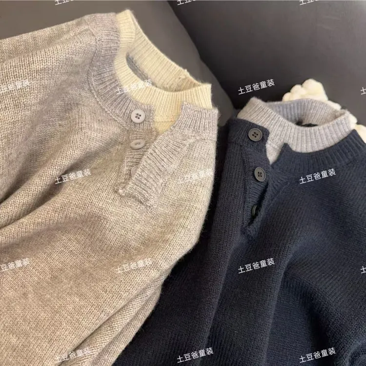 男童冬装假两件毛衣2025新款秋季上衣中大童儿童男孩春秋款痞帅潮