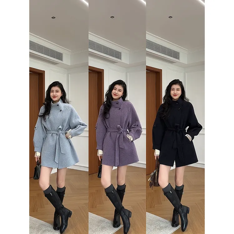 张阿星【比利弗大衣】绵羊毛立领气质收腰大衣W425X18465