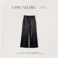 UTWU小敏「超比例」高定质感时髦极简松弛感直筒皮裤UTAK1087