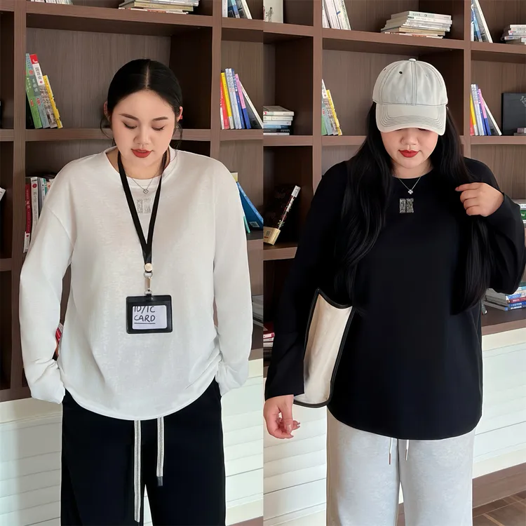 大码女装秋季花契200斤胖mm纸片人雪花冰爽棉印花长袖T恤15392-F