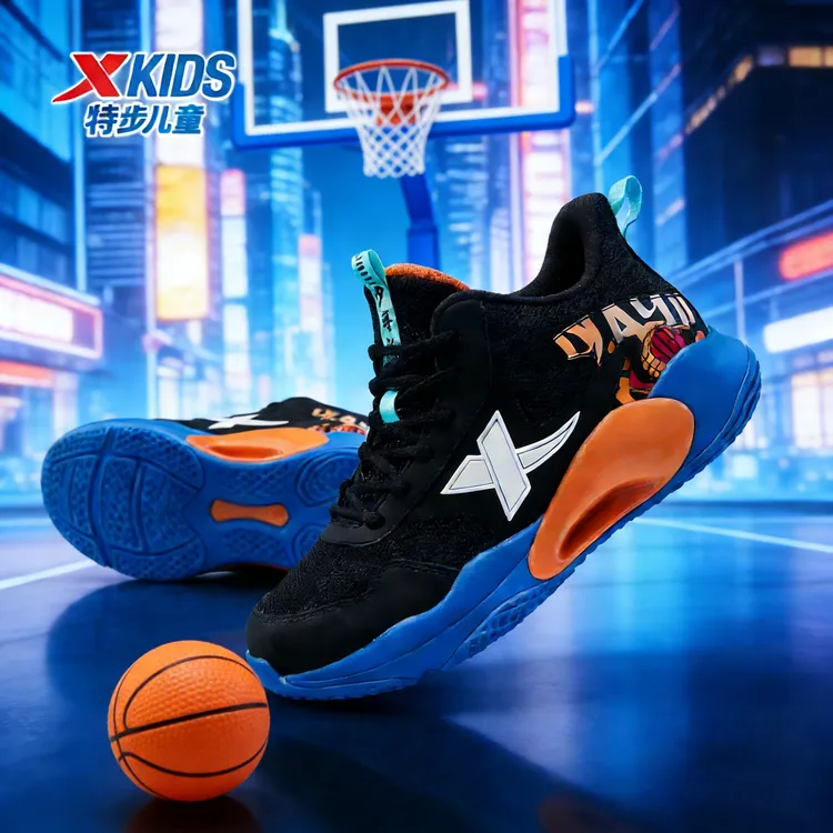 特步儿童冬季款密网实战篮球鞋中大童防滑减震运动鞋675315129341