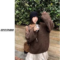 【ZZYZ】“雾感镂空”宽松慵懒高级感不规则侧肩镂空设计感毛衣