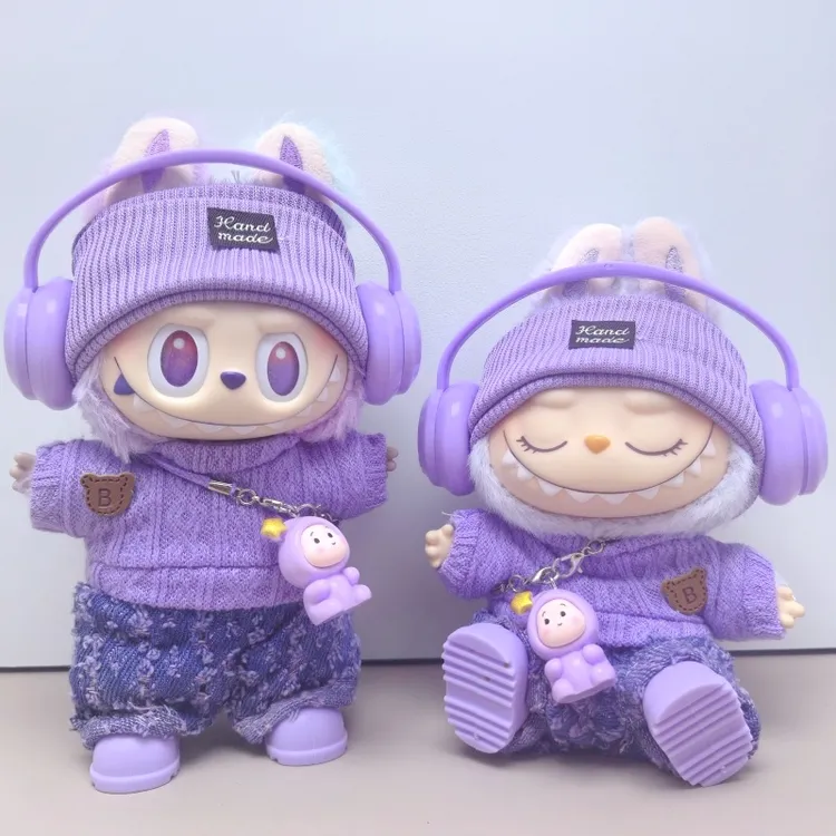 labubu娃衣新款一二三代前方高能幸运紫色服装拉布布衣服替换装