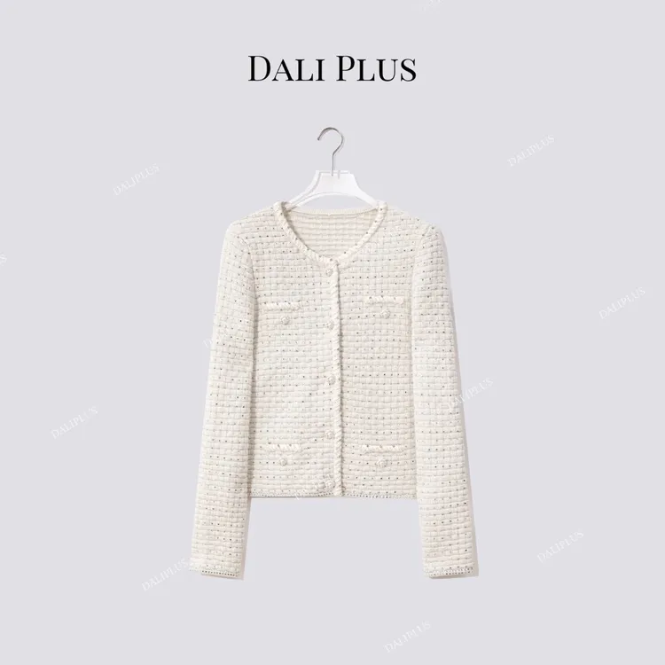 DALI PLUS“100绵羊毛钻石针织” 重工单排扣长袖开衫外套-D5MM2662