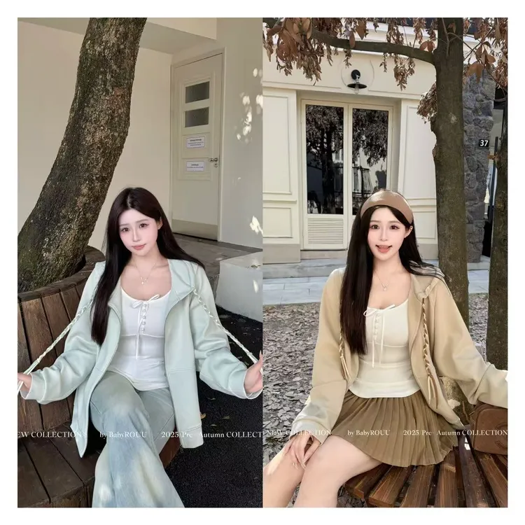 【人生Hoodies】温与柔纯色百搭连帽卫衣外套秋季显瘦开衫休闲韩版
