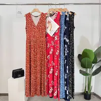 C339法式拼色印花显瘦连衣裙V领休闲风夏季欧式连衣裙431