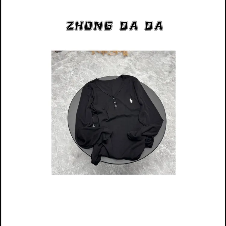 ZHONG大大【】V领纽扣长袖T恤女2025秋季新款显瘦百搭上衣958*