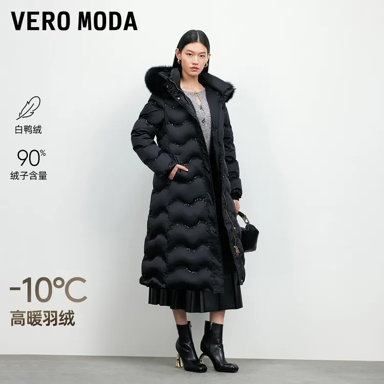 Vero Moda羽绒服2025冬季新款90白鸭绒舒适保暖可拆毛领325412026