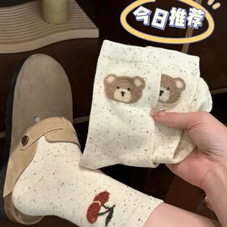 点子纱袜子女纯棉100%全棉防臭秋冬中筒可爱日系甜美女生学生潮流