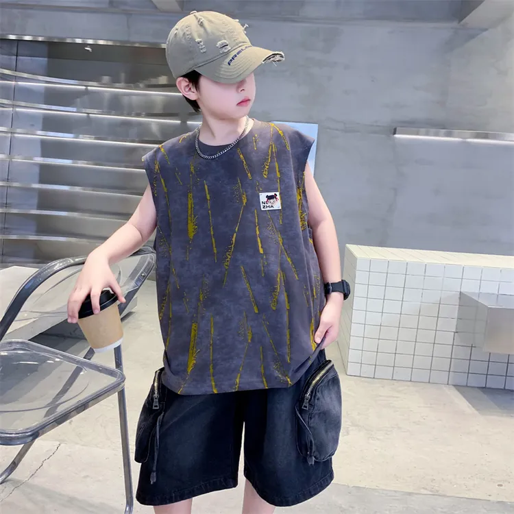 儿童装男童夏装无袖套装2025新款夏季薄款中大童夏款男孩运动帅气