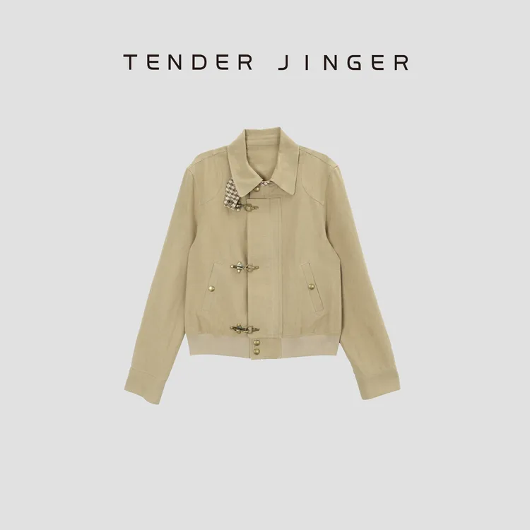 Tender Jinger复古飞机扣开合方领短夹克T53YUY41051