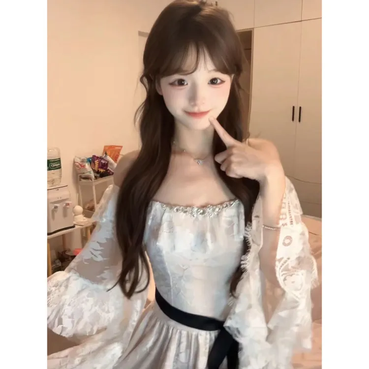 法式温柔风超好看一字肩收腰蓬蓬连衣裙小个子减龄漂亮短裙25秋季