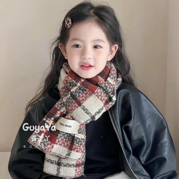 儿童韩版格纹围巾女童宝宝冬季新款防风保暖防寒护颈时尚百搭围脖