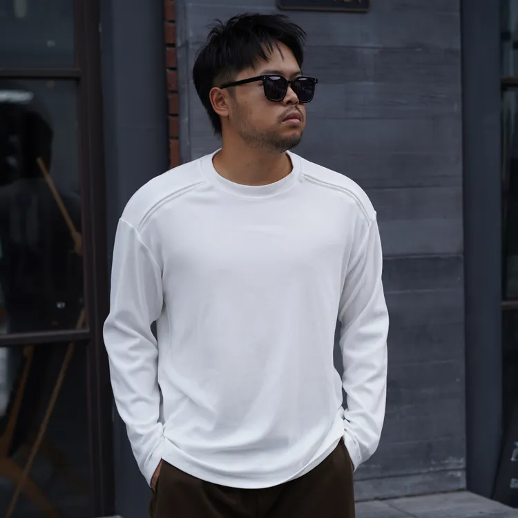 春秋冬季新款德绒保暖打底长袖高弹长T男生男士纯色休闲打底衫