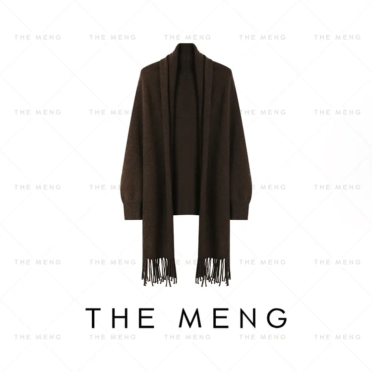 THE MENG【巧克力】牦牛绒绵羊毛百搭通勤开衫披肩#M253E0960