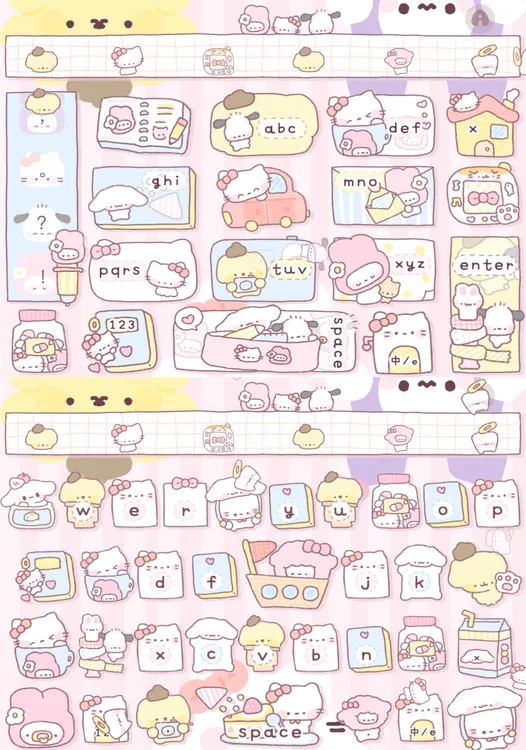 萌萌三丽鸥/ios苹果安卓百度输入法皮肤键盘白肚皮双系统/1634