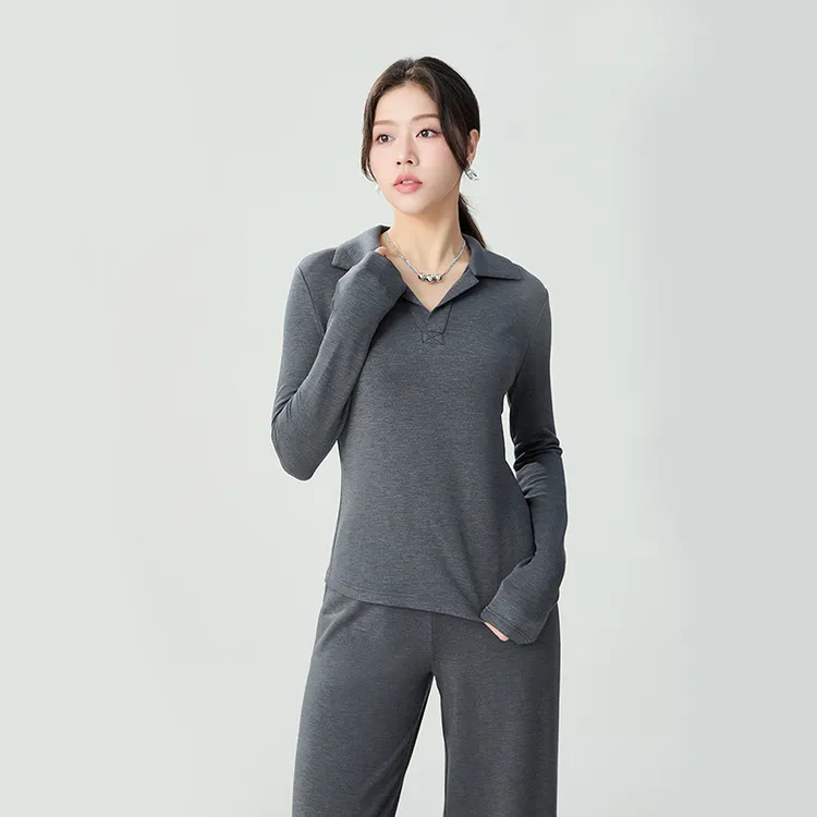 哥弟品质女装新款时尚经典百搭简约无扣式保暖长袖Polo衫1301029