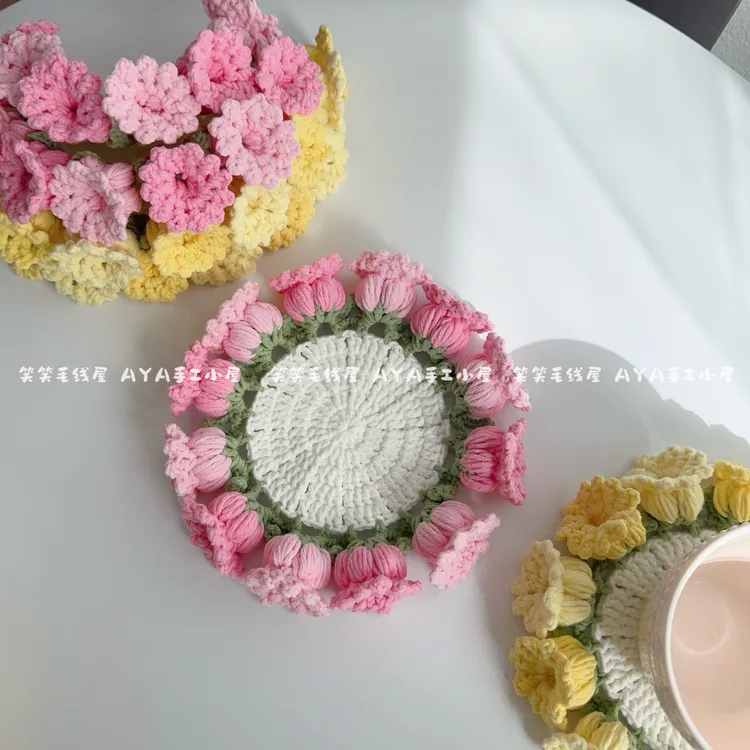 铃兰花花束杯垫钩织材料包手工diy自制编织毛线毯闺蜜男友礼物