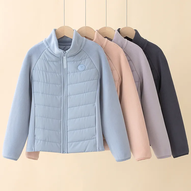 猫有范8858男女童棉服内胆儿童青少年立领拼接摇粒绒保暖外套棉袄