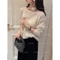 老赵服饰 慵懒风绵羊毛套头毛衣加花朵系带两件套上衣21AU4111