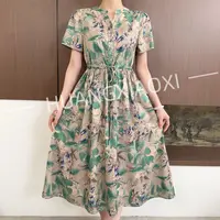 HUANGXIAOXI 青青子衿小百合单层双面双穿短袖连衣裙ZF-641