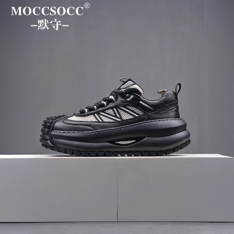 MOCCSOCC老爹鞋男款厚底增高鞋时尚透气网面鞋轻便百搭休闲运动鞋