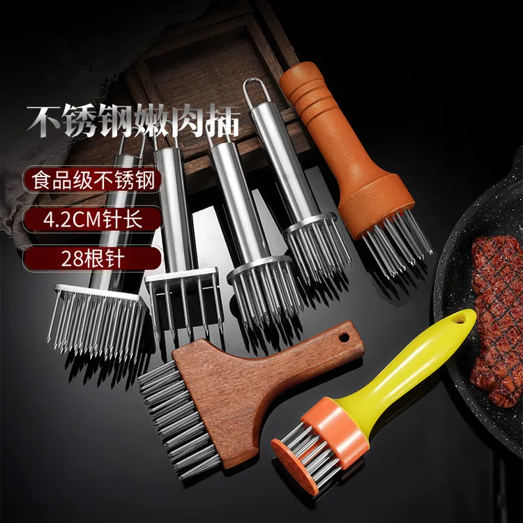 牛排锤断筋嫩肉针猪扒鸡排鸡翅松肉针敲肉锤不锈钢猪皮插